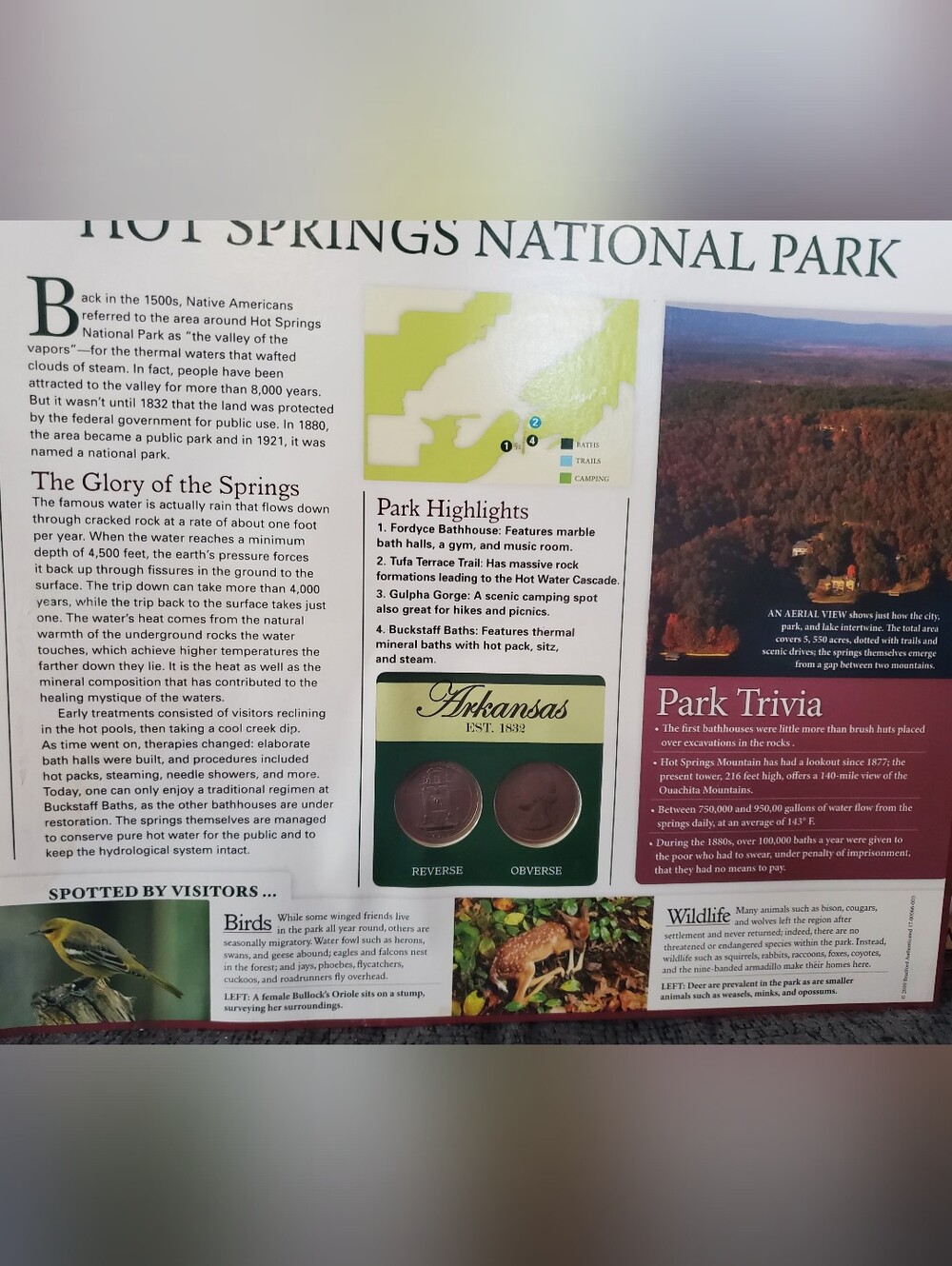 Vintage 2010 Hot Springs National Park Commemorative Quarter Map
